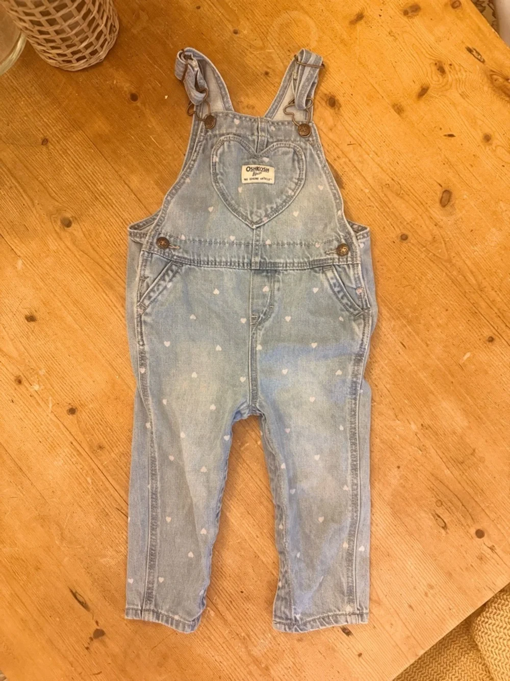 OshKosh B'gosh Light Blue Denim Heart-Print Overalls